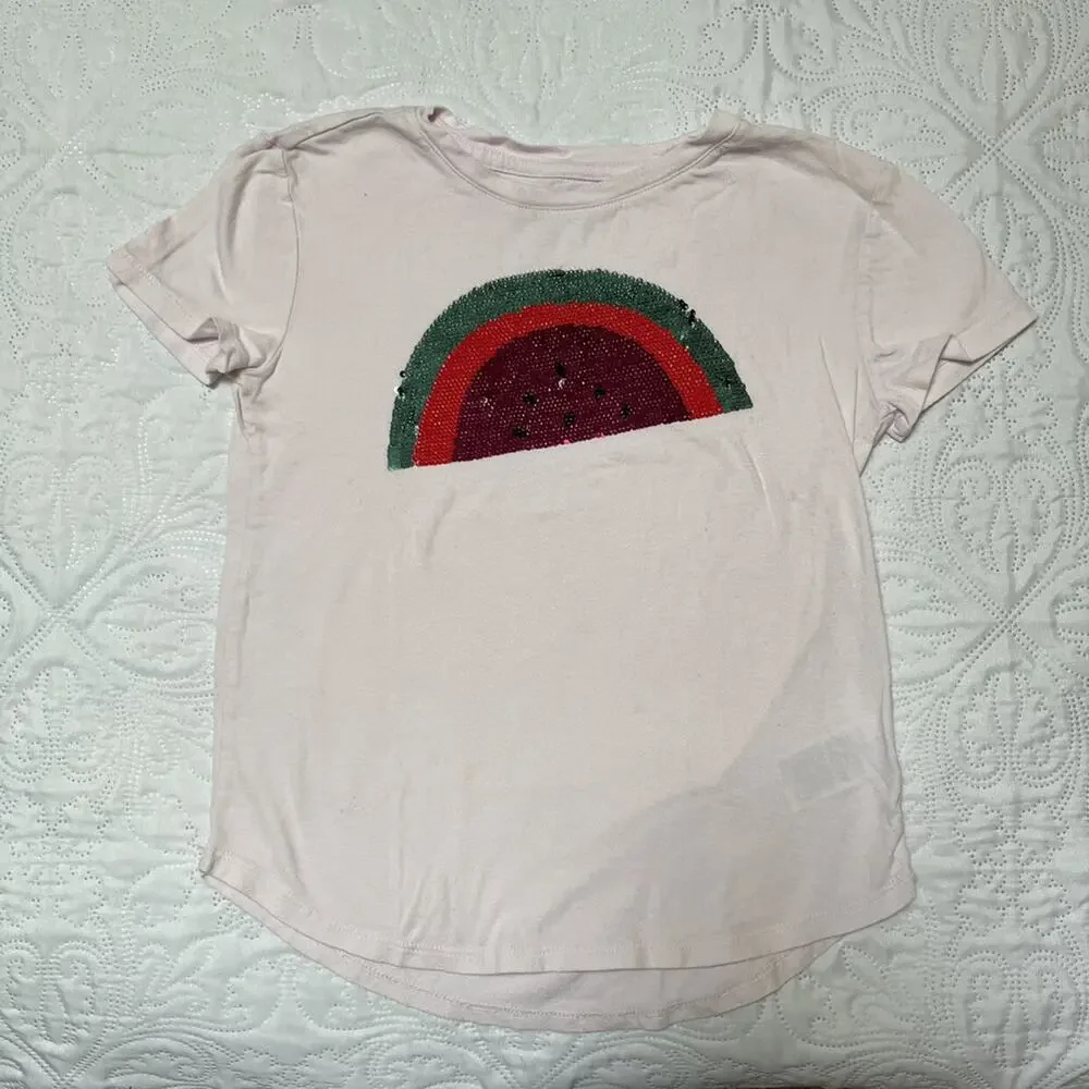 Gap Rainbow Watermelon Flip Sequin Tee Size 8